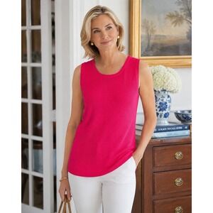 Chico's Size 3 Hot Pink Sleeveless Knit Sweater Tank Top Lightweight